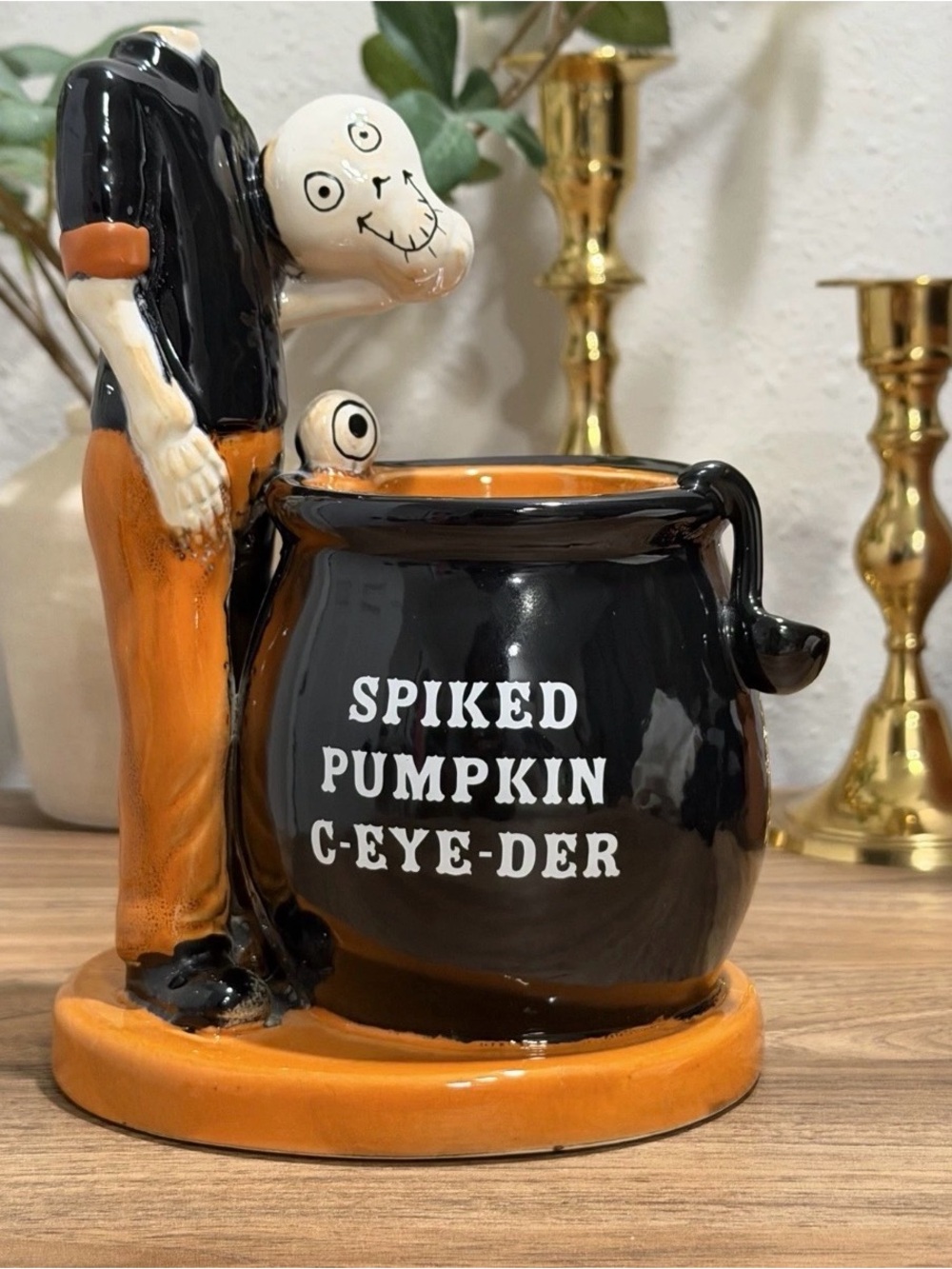 Yankee Candle Spiked Pumpkin C-Eye-Der Tealight Holder Halloween Skeleton